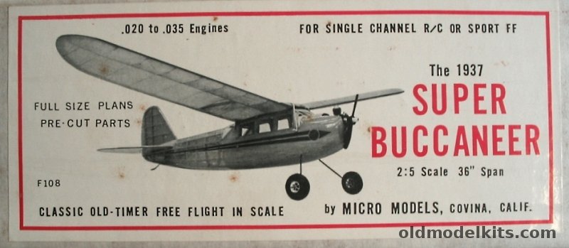 Micro Models 2/5 The 1937 Super Buccaneer - 36 inch Wingspan Flying Aircraft, F108 plastic model kit